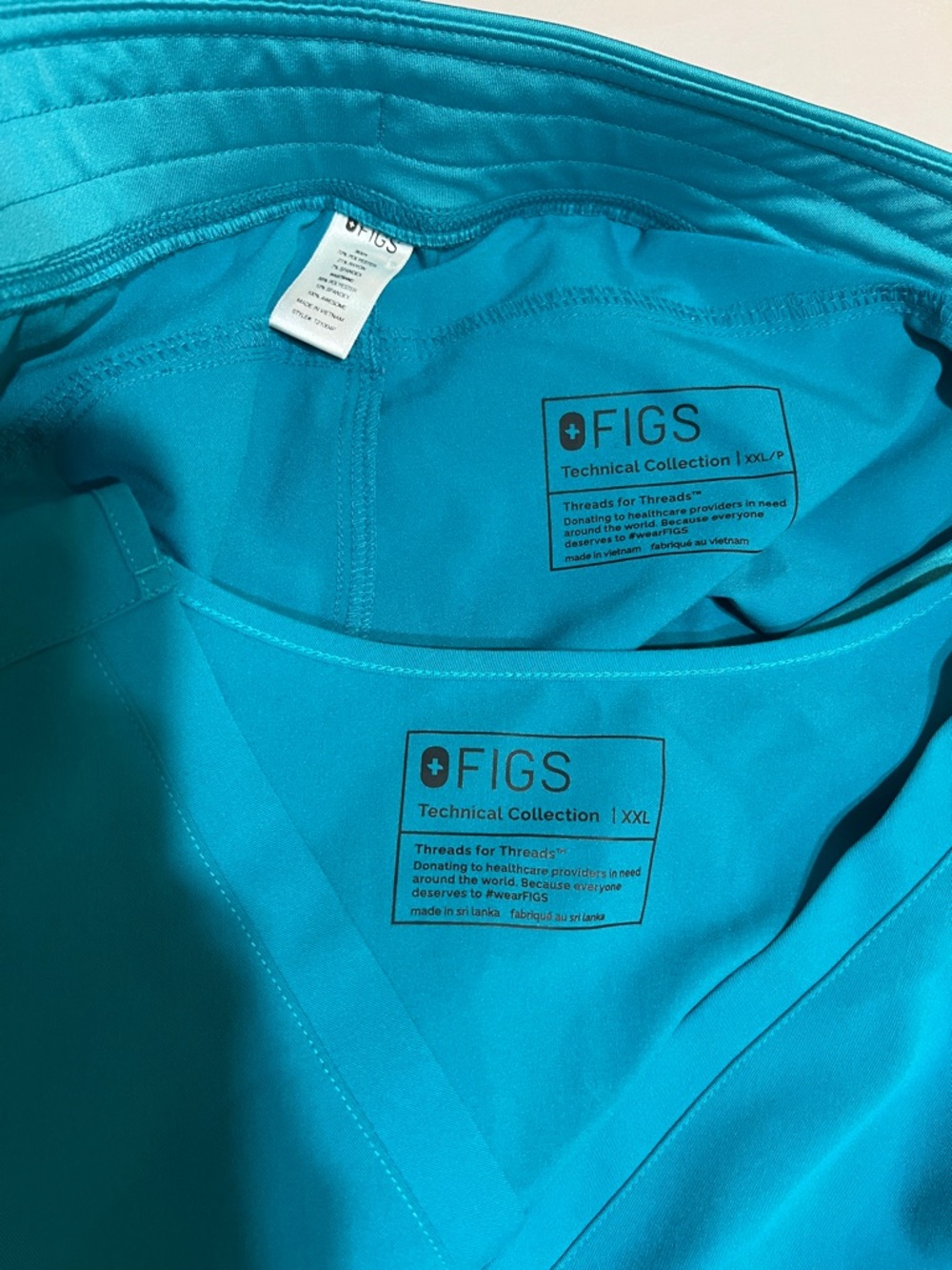 FIGS Technical Collection Scrub Set Teal Blue XXL Top XXL/P Bottoms Workwear - Picture 3 of 12